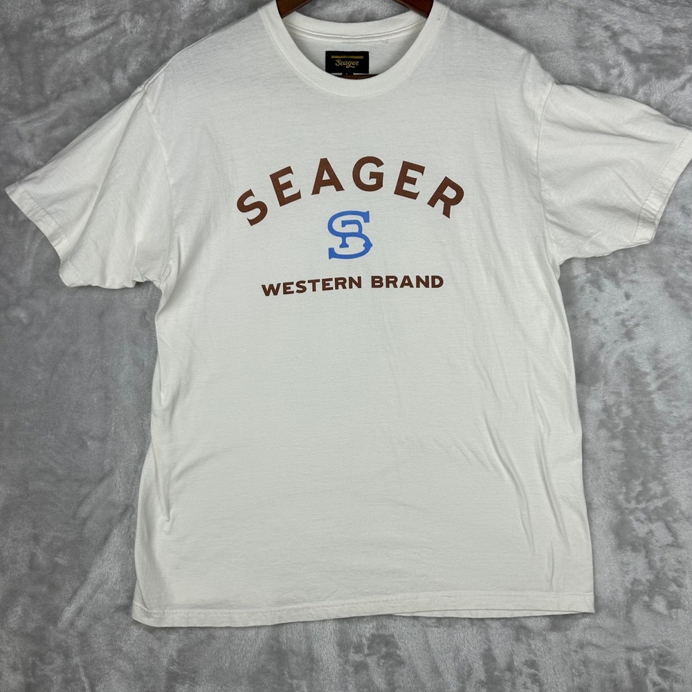 Seager Western Brand Graphic Tee T Shirt Casual‎ Top Cotton Blend Large